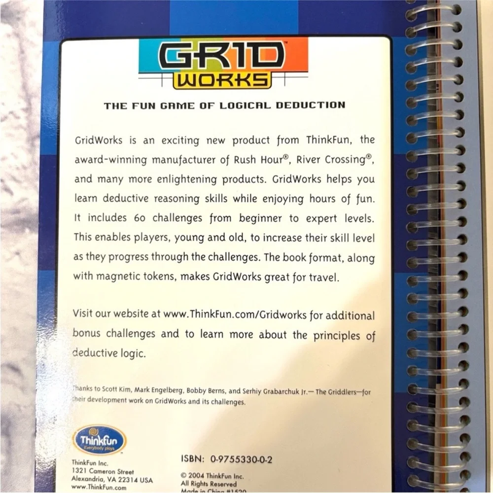 Grid Works by ThinkFun The Fun Game of Logical Deduction Puzzle Game New Sealed